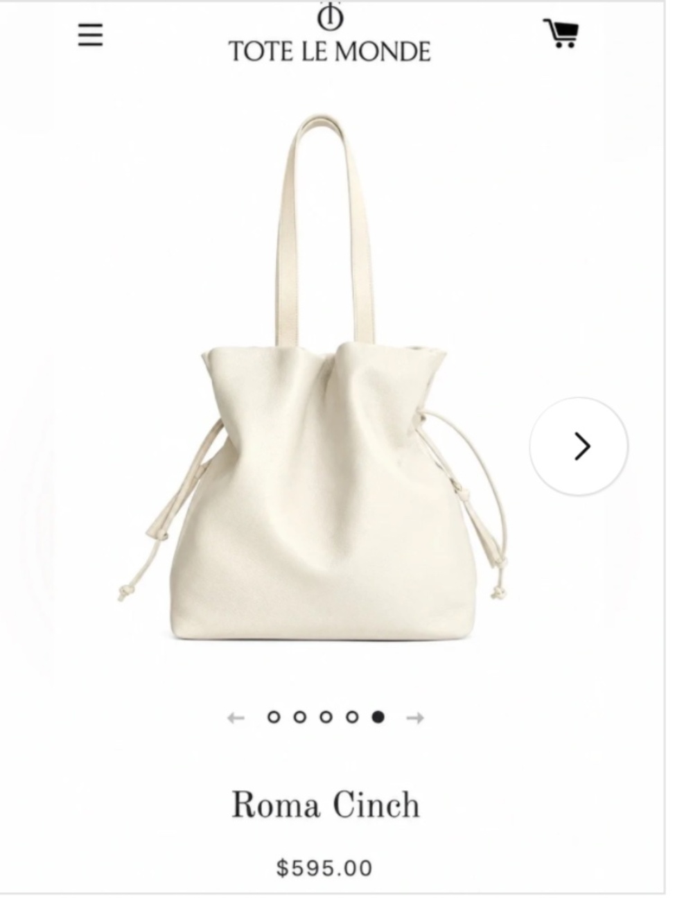 Tote Le Monde Cream Roma Cinch bag
